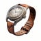 Concept Art Inspired Silver And Brown Watch On Leather Band