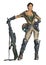 Concept Art Science Fiction Painting of Female Soldier Woman Posing With Riffle