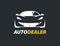 Concept auto dealer logo with supercar sports vehicle silhouette