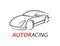 Concept auto racing car logo with supercar sports vehicle silhouette