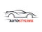 Concept auto styling car logo with supercar sports vehicle silhouette