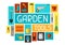 Concept background with garden tools and icons. All for gardening business illustration