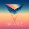 Concept of balance, vector illustration. Inverted pyramid standing on inscription \\\