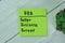 Concept of BBB - Better Business Bureau write on sticky notes isolated on Wooden Table