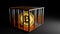 Concept of Bitcoin coin in Cage, Price falling down , 3D Rendering