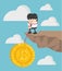 Concept Bitcoin Loss vector illustration Businessman. Annoyance, Panic. Isolated Flat Cartoon Illustration