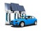 Concept blue electric refueling with solar panels and blue elect
