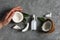 Concept of body and skin care accessories - coconut cosmetic