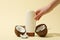 Concept of body and skin care accessories - coconut cosmetic