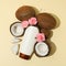 Concept of body and skin care accessories - coconut cosmetic