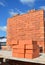 Concept Brick Laying with Brick Wall. Bricklaying Brick Wall House Construction Site Concept.