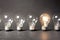 Concept of bright idea with series of light bulbs