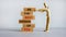 Concept of building success foundation. Wooden blocks on the stack of wooden blocks. Text `be the best version of you`. Wooden