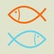 The concept of business opposition. Two fish swim in the opposite direction