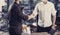 Concept of business partnership handshake.Closeup photo two businessmans handshaking process.Successful deal after great