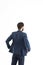 concept of business success - businessman standing back to camer