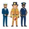 Concept of Captain, Firefighter and Police Officer