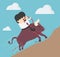 Concept cartoon illustration Businessman ride a bull,  success Trader