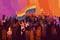 concept celebration flag homosexual group rainbow pride community freedom parade. Generative AI.
