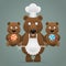 Concept chef bear with cubs