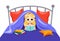 Concept Of Children Creativity, Self Education And Development. Young Girl Teen Reading Book Lying On The Bed. Girl