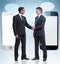 Concept of communication with businessmen handshaking