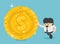 Concept of competition Gold coin on background Business and concept Profit, success, salary, bonus. Illustration, vector