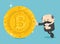 Concept of competition Gold coin on background Business and concept Profit, success, salary, bonus. Illustration, vector