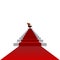 Concept conceptual 3d red carpet stair climbing to leader