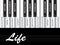 Concept or conceptual white life text piano keys