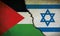 Concept of conflict war and crisis between Israel and Palestine Hamas in the Middle East - Flags