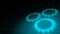 Concept of cooperation process - blue neon gears loop 3D render