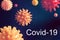 Concept of the coronavirus epidemic on a gray background with the image of the virus