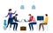 Concept of the coworking center. Business meeting. Flat design style vector illustration. Freelancers working in