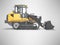 Concept crawler excavator loader 3d render on gray background with shadow