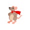Concept of cute superhero mouse. Flat vector illustration. Rat design element for decoration of childrens products menu