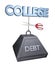 Concept for cutting the high cost of college debt for university students, 3D rendering