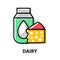 Concept of Dairy icon, flat line design vector illustration