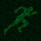 Concept of data transfer speed. runner silhouette on binary background