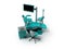 Concept of the dental chair blue with instruments with a bedside