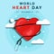 concept design world heart day with cloud and stethoscope twist heart