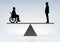 Concept of discrimination between a disabled person and a valid man