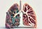 Concept diseased lungs. Model of a smoker\\\'s lungs. Abstraction in the form of human lungs. Generative AI