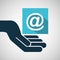 Concept e-commerce hand with mail icon