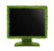 Concept of eco-friendly monitor. Monitor or TV grassy.