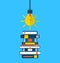 Concept education and learning, flat icons of heap textbooks