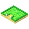 The concept of an empty backyard assembled from plastic blocks in isometric style for printing and decoration. Vector