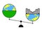 Concept, environmental disaster. Environmental pollution. On the scales, ecology of the planet and life in megacities. Imbalance