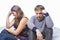 Concept of Family Conflict. Young Caucasian Couple on Divorce Edge