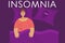 The concept of female insomnia. A tired woman is lying in bed and can not fall asleep, sleep disorder. A bed for a